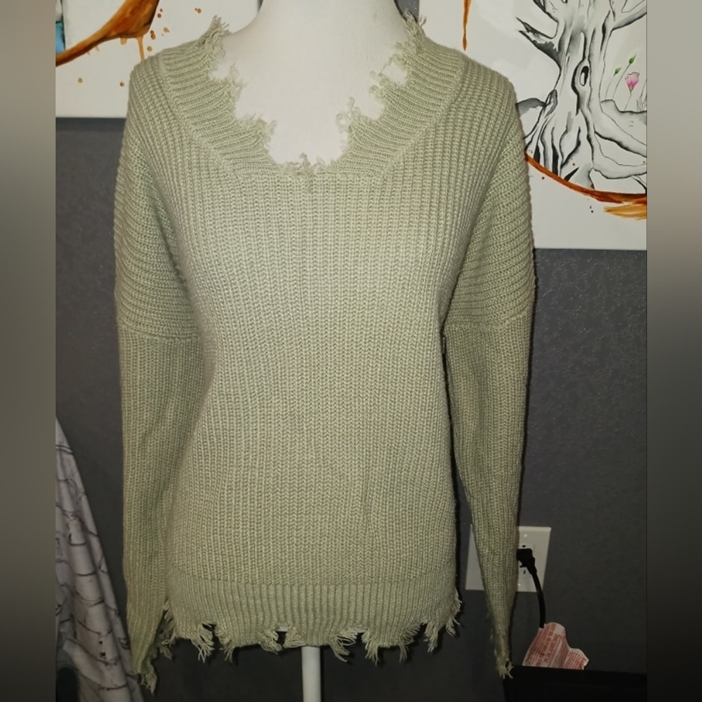 Womens distressed sweater